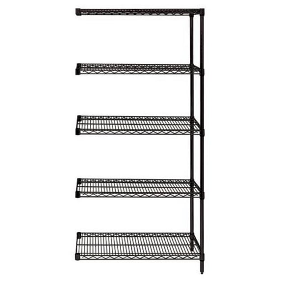 Quantum Storage AD86-2424BK-5 Black Wire Shelving 5-Shelf Add-On Unit - 86 in.