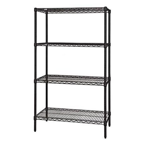 Quantum Storage WR74-2424BK Wire Shelving 4-Shelf Starter Units - Black, 24 x 24 x 74 in. - Black
