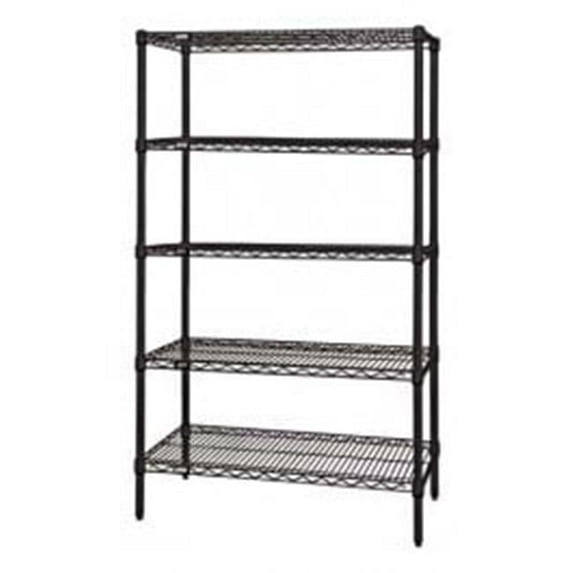 Quantum Storage WR74-3672BK-5 Black 5 Shelf Wire Shelving Unit - 36 x 72 x 74 in.