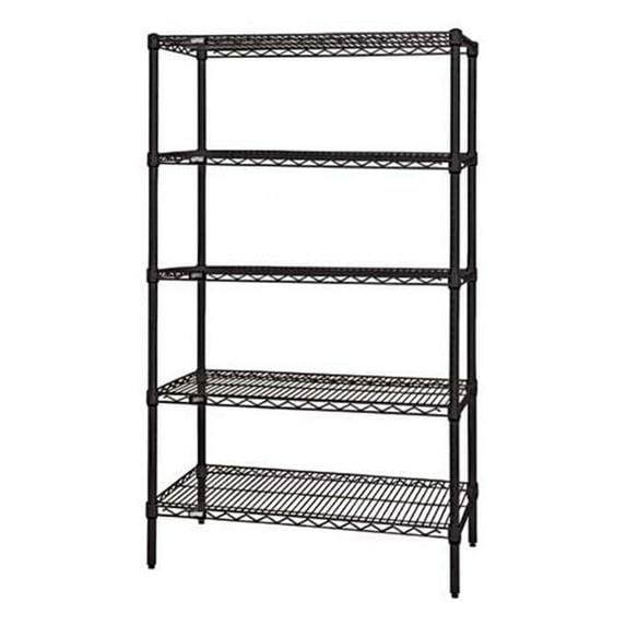 Quantum Storage WR54-1236BK-5 5-Shelf Black Wire Shelving Unit, 12 x 36 x 54 in.