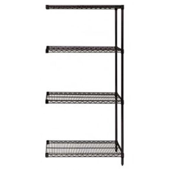 Quantum Storage AD74-3660BK 4-Shelf Wire Shelving Add-On Unit Black - 36 x 60 x 74 in.