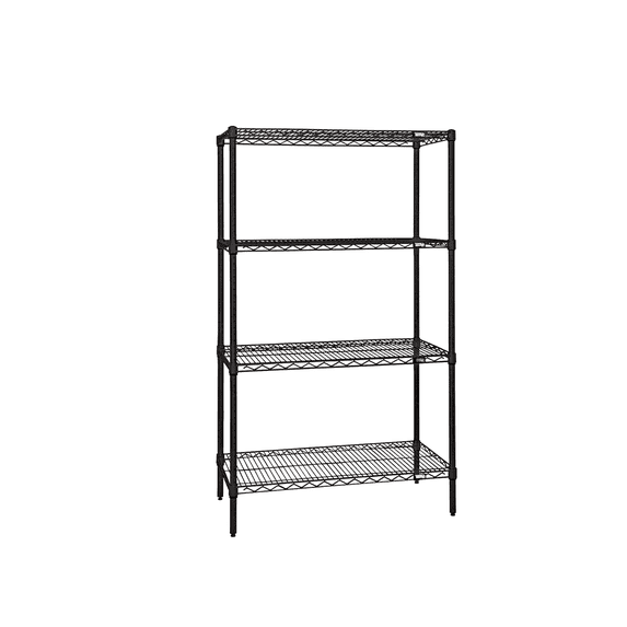 Quantum Storage Systems WR74-1836BK Starter Kit Wire Black Epoxy 4 Shelves 74" H x 36" W x 18" D
