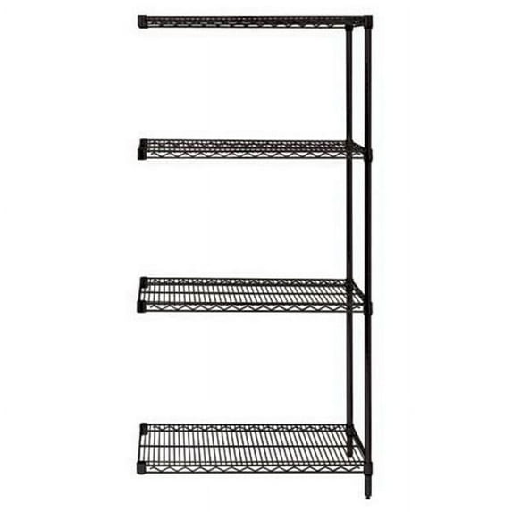 Quantum Storage AD86-1248BK Wire Shelving Add-on Kit, 12 x 48 x 86 in. - Black, 4 Shelf