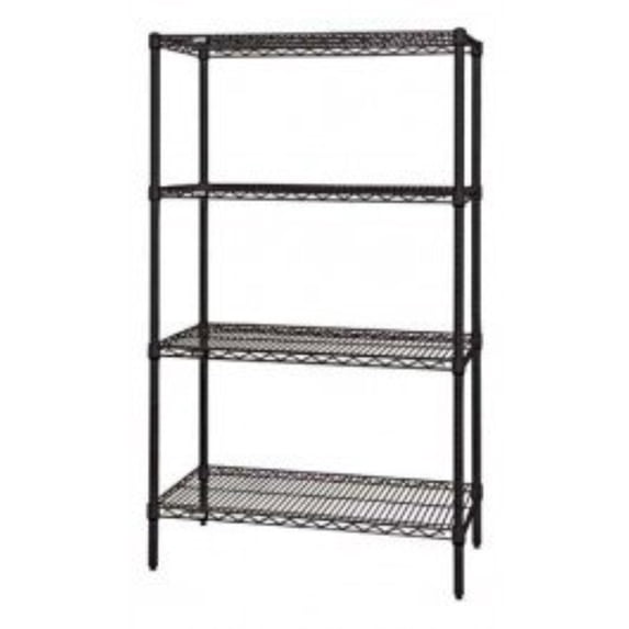 Quantum Storage Systems WR86-2472BK Starter Kit for 86" Height 4-Tier Wire Shelving Unit, Black Finish, 24" Width x 72" Length x 86" Height