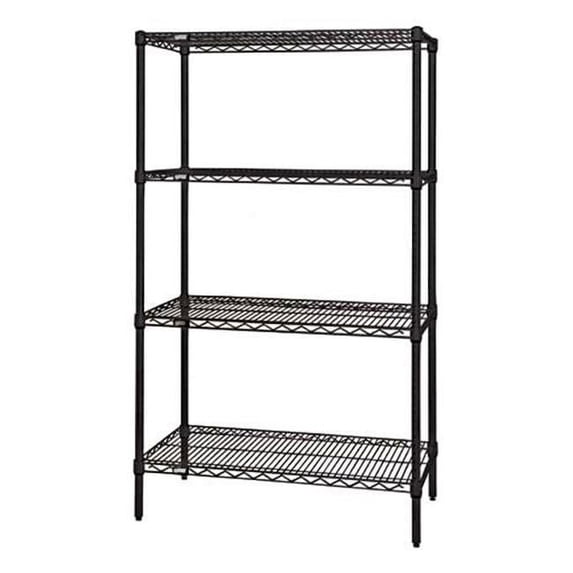 Quantum Storage WR74-1248BK Black Wire shelving Unit - 12 x 48 x 74 in.