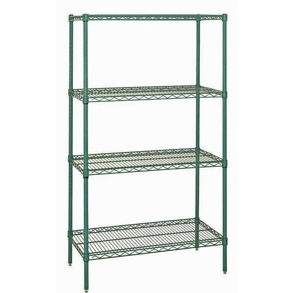 Quantum Storage Systems Shelving Unit, Wire in Carbon Steel Material, Epoxy Coated, Green Color