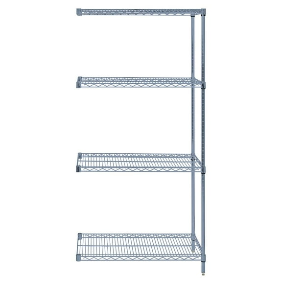 Quantum Storage Systems AD74-1442GY Wire Shelving 4 Shelf Add-On Units, 14" x 42" x 74", Gray Epoxy