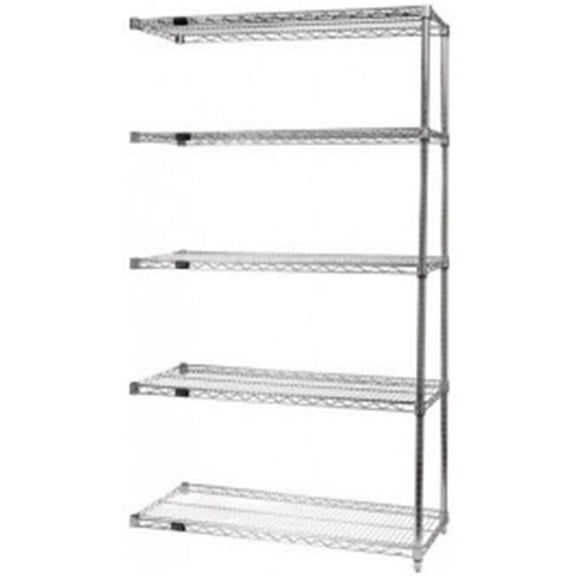 Quantum Storage AD54-3636S-5 5-Shelf, Stainless Steel Wire Shelving Add-On Unit - 36 x 36 x 54 in.