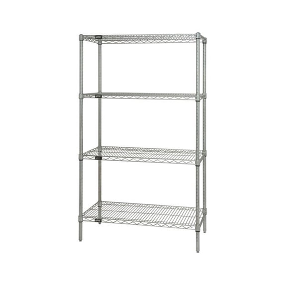 Quantum Storage Systems Wire Shelving 4 - Shelf Starter Unit - 21" x 72" x 86" - 304 Stainless Steel