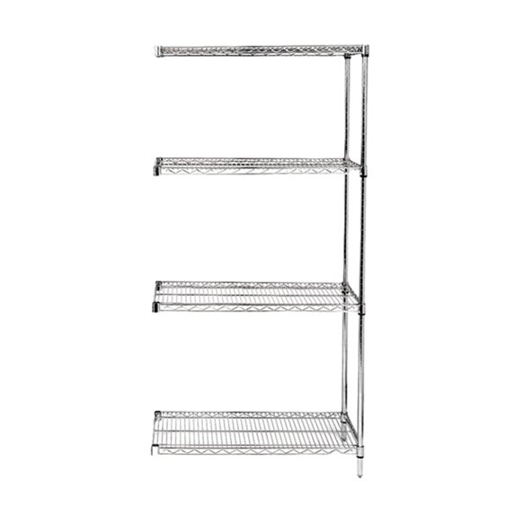 Quantum Storage Systems Wire Shelving 4 - Shelf Add-On Unit - 36" x 72" x 63" - 304 Stainless Steel