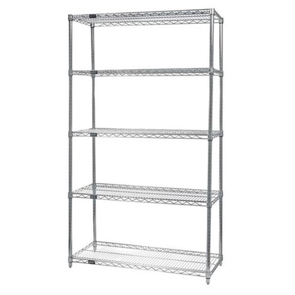 Quantum Storage WR74-1436S-5 5-Shelf, Stainless Steel Wire Shelving Unit - 14 x 30 x 74 in.