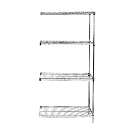 Quantum Storage Systems Wire Shelving 4 - Shelf Add-On Unit - 30" x 42" x 54" - 304 Stainless Steel