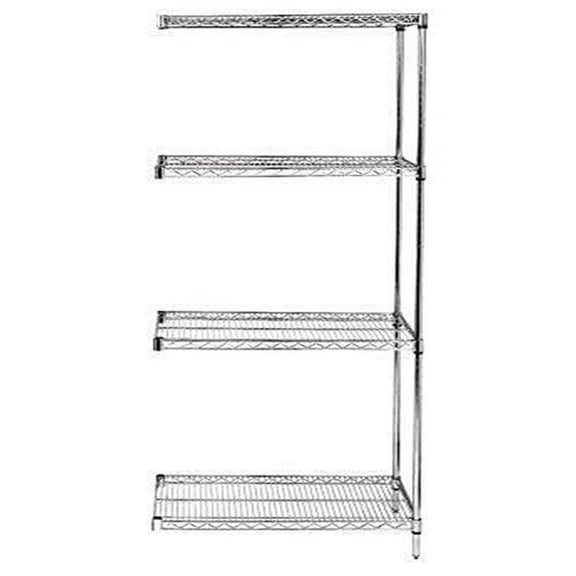 Wire Shelving Add-On Kit, 48"W x 14"D x 86"H, 600 - 800 lb. capacity, includes (4) wire shelves, (2) posts and (8) S-Hooks, 304 stainless steel, NSF, shipped KD
