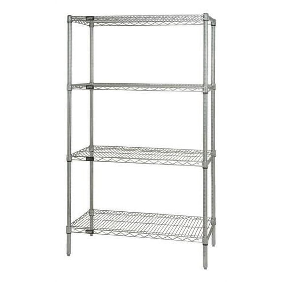 QUANTUM H/D 63"H 4-Shelf Wire Shelf Kit, 800lb, WR63, NSF, STAINLESS STEEL, L/T
