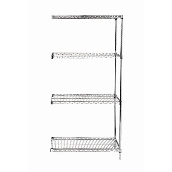 Quantum Storage Systems Wire Shelving 4 - Shelf Add-On Unit - 12" x 72" x 63" - 304 Stainless Steel