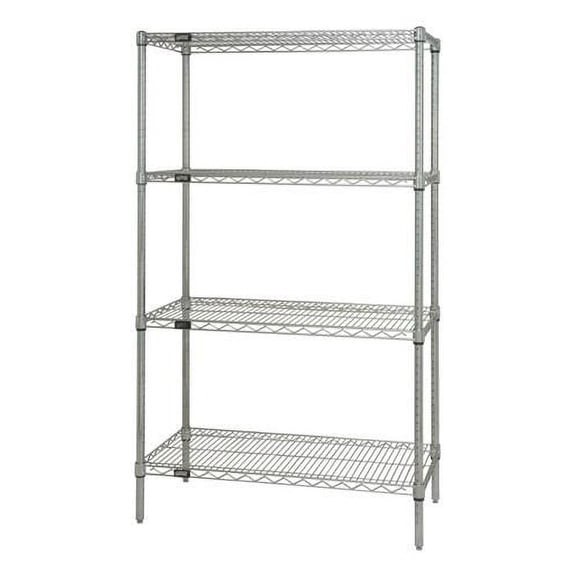 QUANTUM H/D 74"H 4-Shelf Wire Shelf Kit, 800lb, WR74, NSF, STAINLESS STEEL, L/T