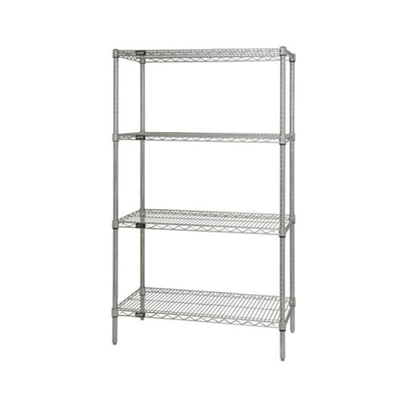 Quantum Storage Systems Wire Shelving 4 - Shelf Starter Unit - 18" x 72" x 86" - 304 Stainless Steel