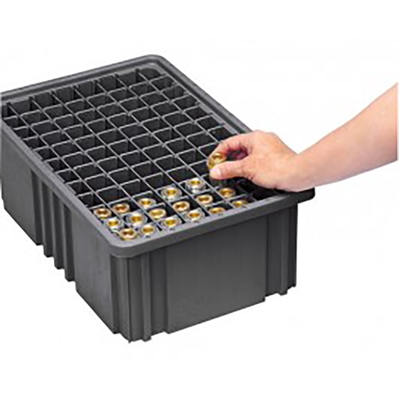 Quantum Storage Systems Short Divider for Conductive Dividable Grid Containers DG93030CO - Black, Pack of 6