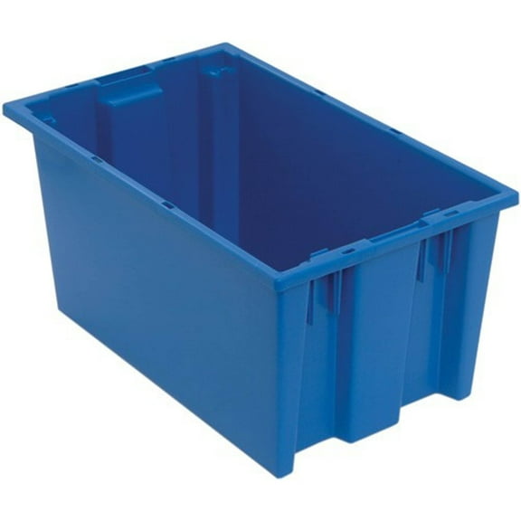 Quantum Storage Stack and Nest Tote, Blue, 18"W x 11"D x 9"H, 6 Pack