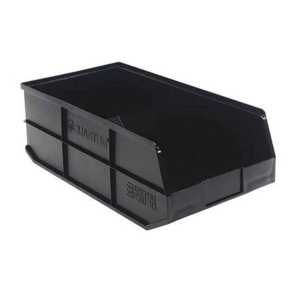 Shelf Storage Bin, Polypropylene, Black, 7 in H, 11 in W, 20 1/2 in L