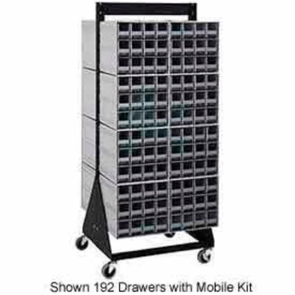 Quantum Storage Systems B382189 48 in. QIC-248-83 Double Sided Floor Stand with 128 Gray Drawer Interlocking Storage Cabinet