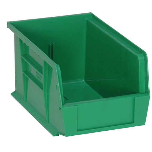 Quantum Storage Ultra Bin, Green, Stackable or Hangable, 6"W x 9.2"D x 5"H, 12 Pack