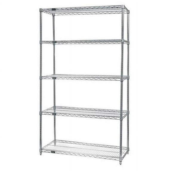 Quantum Storage WR74-1836C-5 5-Shelf, Chrome Wire Shelving Unit - 18 x 36 x 74 in.