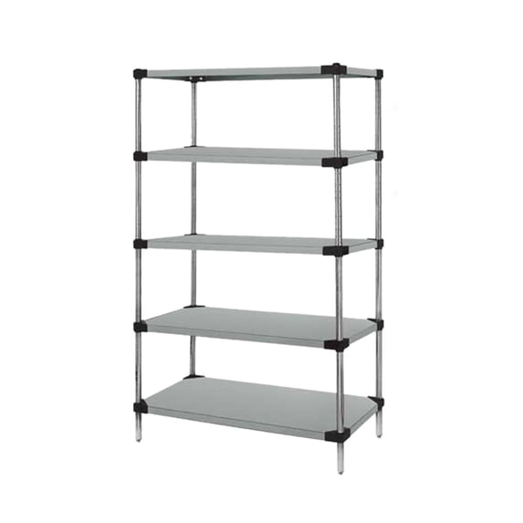 Quantum Storage Systems Solid 5-shelf Starter Unit - 24" x 72" x 74" - Stainless Steel