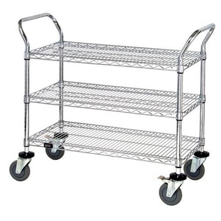 Quantum Storage WRC-2436-3 Wire Shelf Mobile Utility Carts - 24 x 36 in.