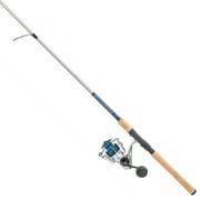 Quantum Strive Spinning Reel and Fishing Rod Combo, 7-Foot, 1-Piece, Medium Power, Fast Action Rod, Graphite Composite Blank, Size 4000 Reel, 4+1 Bearings, 6.21 Gear Ratio, Silver/Blue