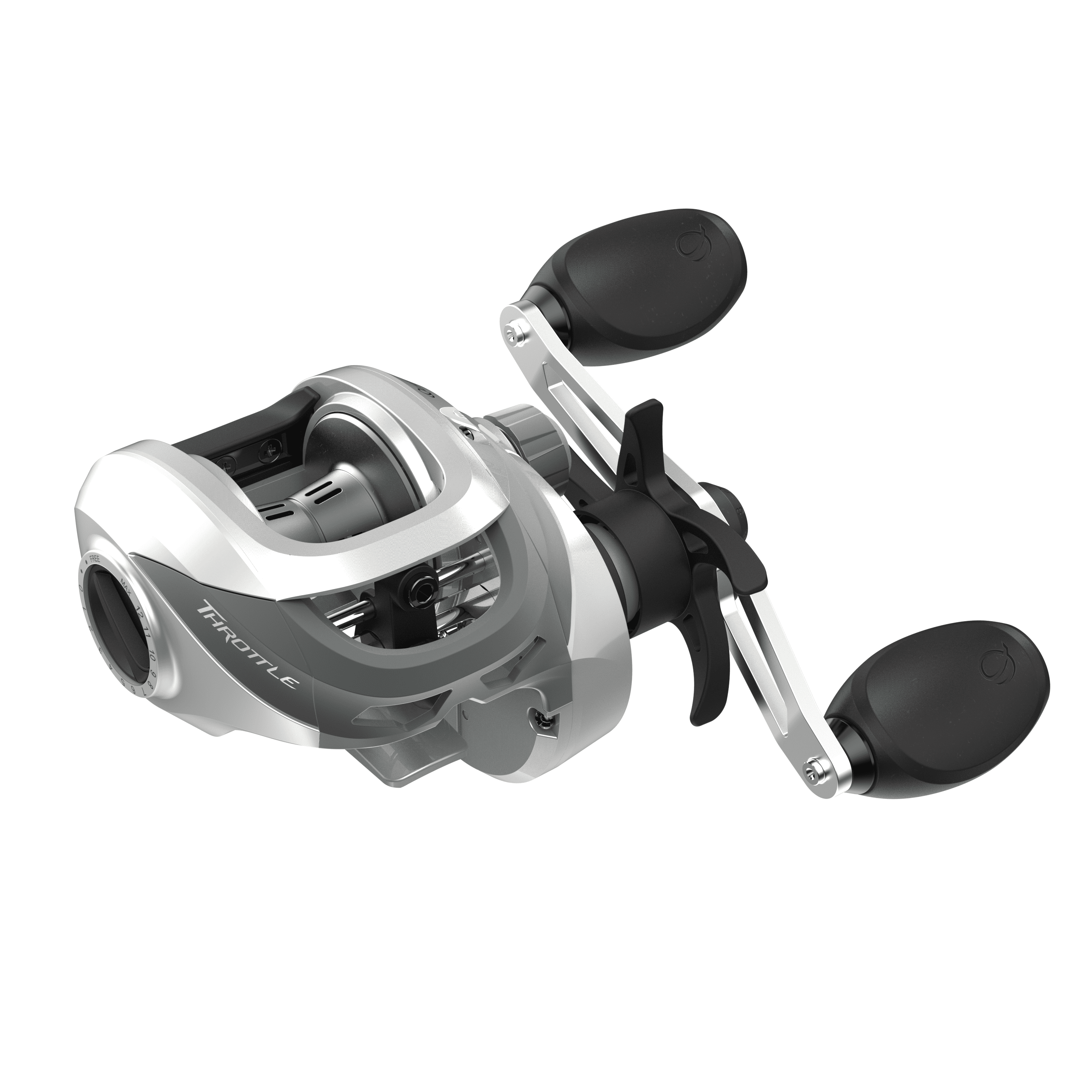 Quantum Throttle Baitcast Fishing Reel, Size 100 Reel, Left-Hand Retrieve,  Silver
