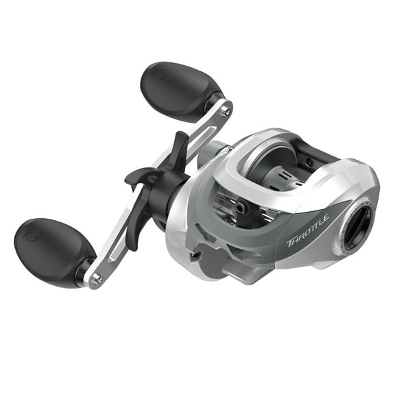 Quantum Throttle Baitcast Fishing Reel, Size 100 Reel, Right-Hand Retrieve, Silver