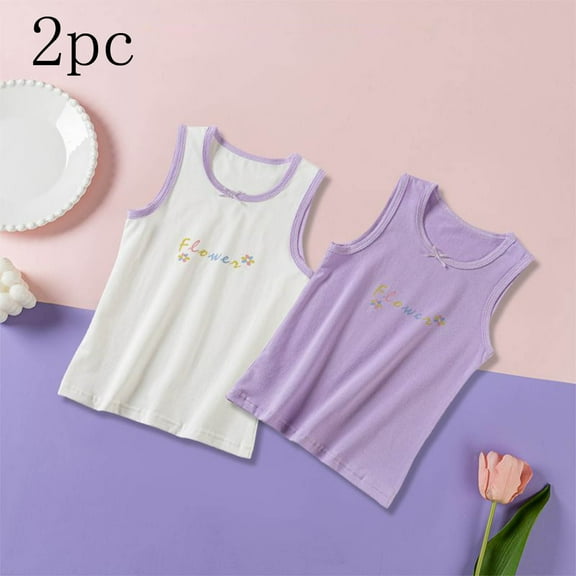 Quaouag 2 Pack Tank Tops for Girls Kawaii Japanese Style Sleeveless Shirts Summer Casual Spaghetti Strap Tanks Dancewear