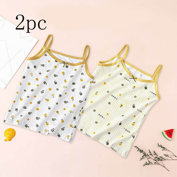 Quaouag 2 Pack Tank Tops for Girls Kawaii Japanese Style Sleeveless Shirts Summer Casual Spaghetti Strap Tanks Dancewear