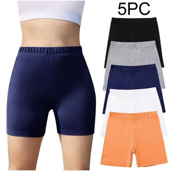 Quaouag 5-Pack Girls' Spandex Shorts for 5-14-Year-Olds | Athletic Wear for Gym, Dance, Yoga, Volleyball & Bike Riding