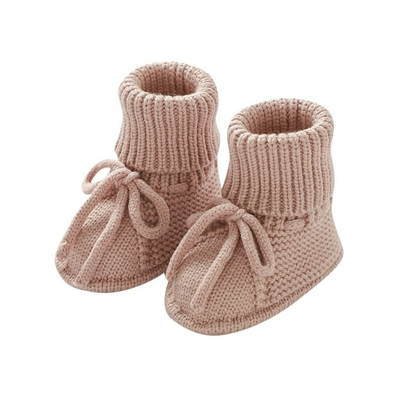Quaouag Baby Booties Newborn First Walkers Cozy Shoes Warm Knit Soft Booties for Toddler Infant Boy Girl