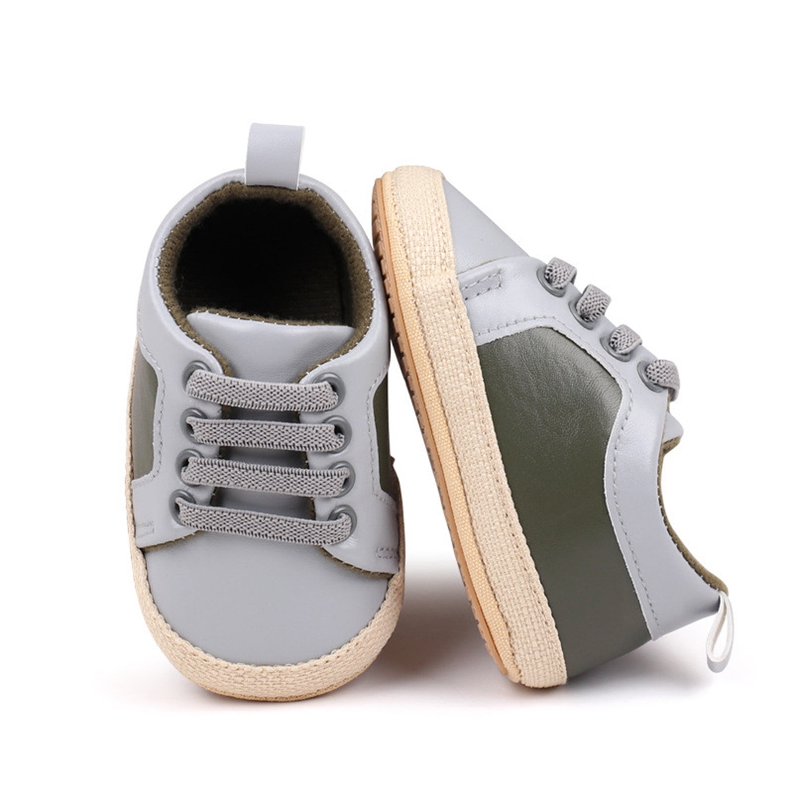 Quaouag Baby Boys Girls Pu Leather Hard Bottom Walking Sneakers Toddler
