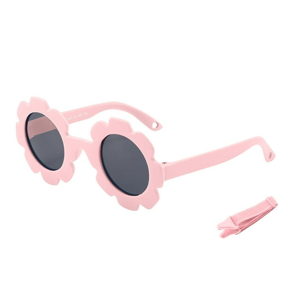 Quaouag Baby flower Sunglasses with Strap girls Flexible Bendable Polarized Sunglasses for Infant Boys Girls 0-24 Months