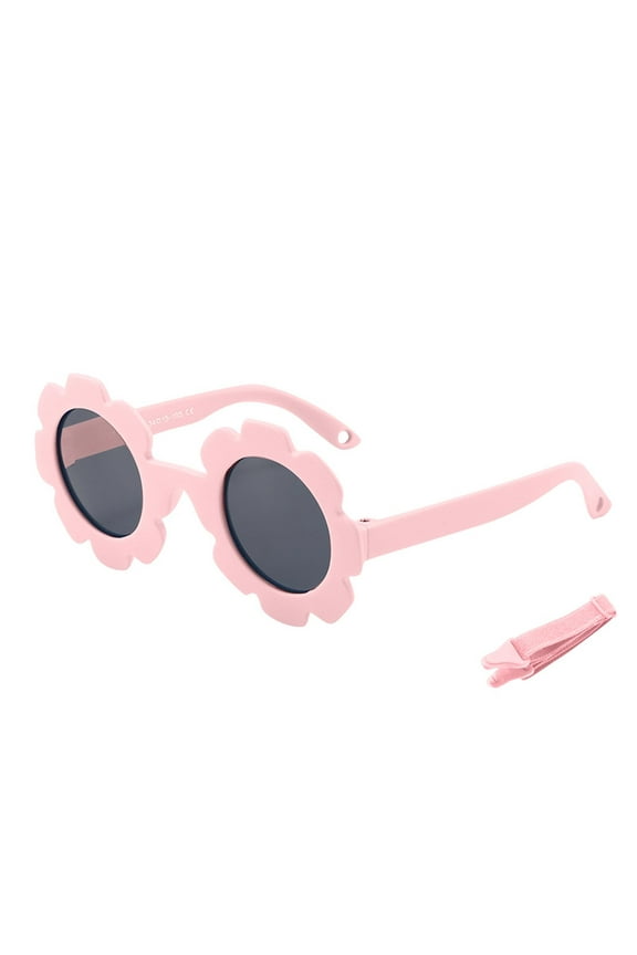 Quaouag Baby flower Sunglasses with Strap girls Flexible Bendable Polarized Sunglasses for Infant Boys Girls 0-24 Months