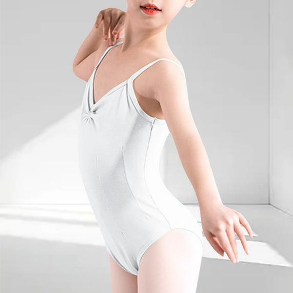 Quaouag Ballet Leotards,Cotton Camisole Ballet Leotards for Girls/Toddlers/Kids,Double Strap Gymnastics and V-Neck Ballet Dancewear