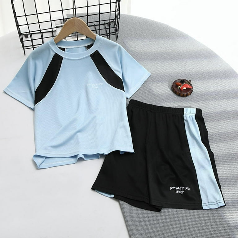 Quaouag Boys Short Sleeve T Shirt Track Shorts Set Two Piece