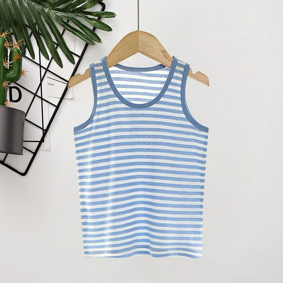 Quaouag Boys Sleeveless Athletic Tank Top Fashion Cotton SripePattern Printed Loose Fit Tanks Casual 2025 Summer Crewneck Workout Tops