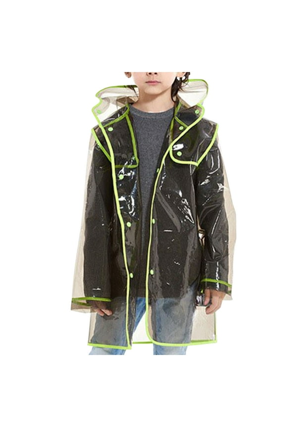 Children's Hooded Fashion Transparent Thick Raincoat Boys Girls