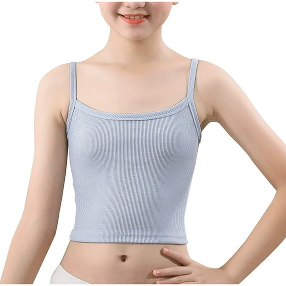 Quaouag Cropped Tank Tops for Teen Girls Spaghetti Strap Sleeveless Crop Top Vest Basic Dance Sports Crop Half Camisoles
