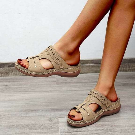 Quaouag Flat Sandals Women Dressy: Non Slip, Arch Support, Orthopedic, Plantar Fasciitis Comfortable Walking Sandal