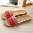 thumbnail image 1 of Quaouag Flax Tatami Slippers No Slip Indoor Slippers Open Toe, 1 of 5