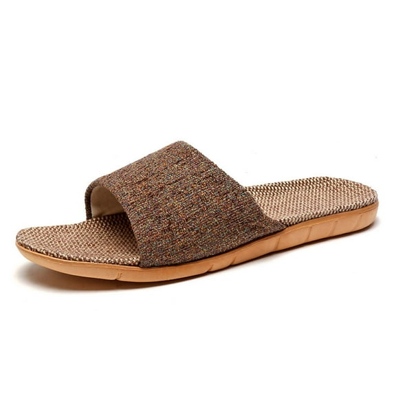 Quaouag Flax Tatami Slippers No Slip Indoor Slippers Open Toe