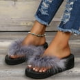 thumbnail image 1 of Quaouag Fuzzy House Shoes with Arch Support Orthotic Heel Cup Sandals Slippers for Women, 1 of 7