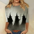 thumbnail image 1 of Quaouag Halloween Shirts for Women Witches Gather Party Tshirt Halloween Witches Graphic Tees Witches Full Moon Art Print Shirt, 1 of 5