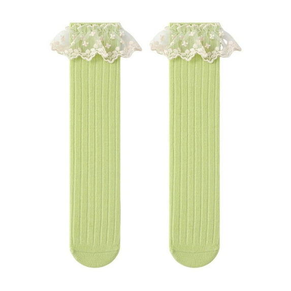 Quaouag Infant Frilly Baby Girls Knee High Socks Newborn Thigh Lace Ruffle Long Socks Toddler Tights Stockings